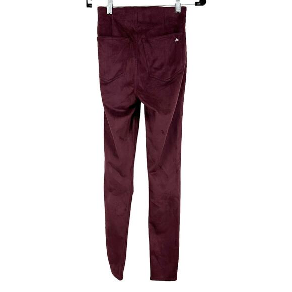 Rag & Bone NWT Embroidered Faux Suede Slim Leg Pants Burgundy Size XS Pull-On - Picture 4 of 13